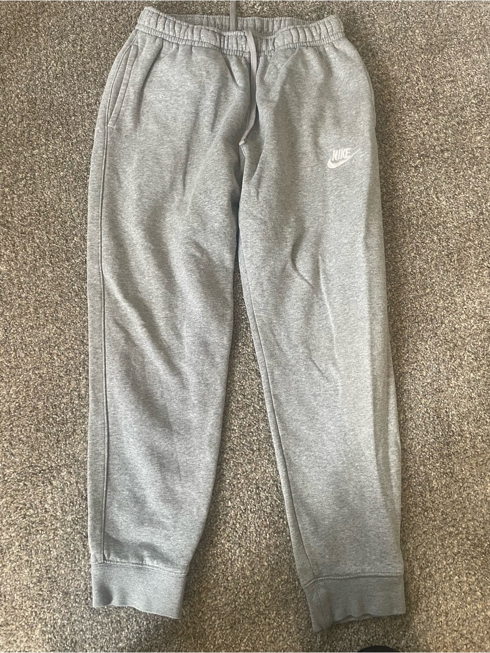 Nike Grey Men's Fleece Joggers with White Logo